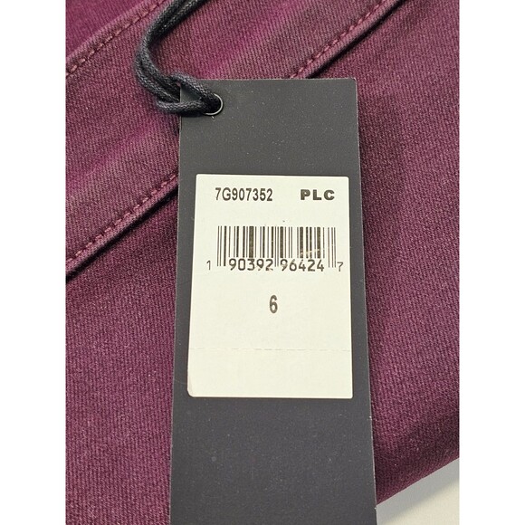 ALK Women's 6 Jen 7 For All Mankind Burgundy Coated Denim Straight Pencil Skirt - Picture 8 of 10